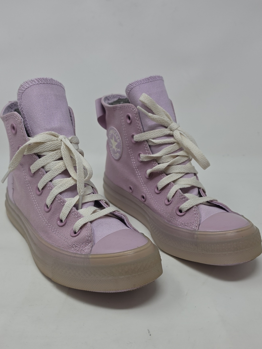 Converse Lavender High-Top Canvas Sneakers with Cream Laces